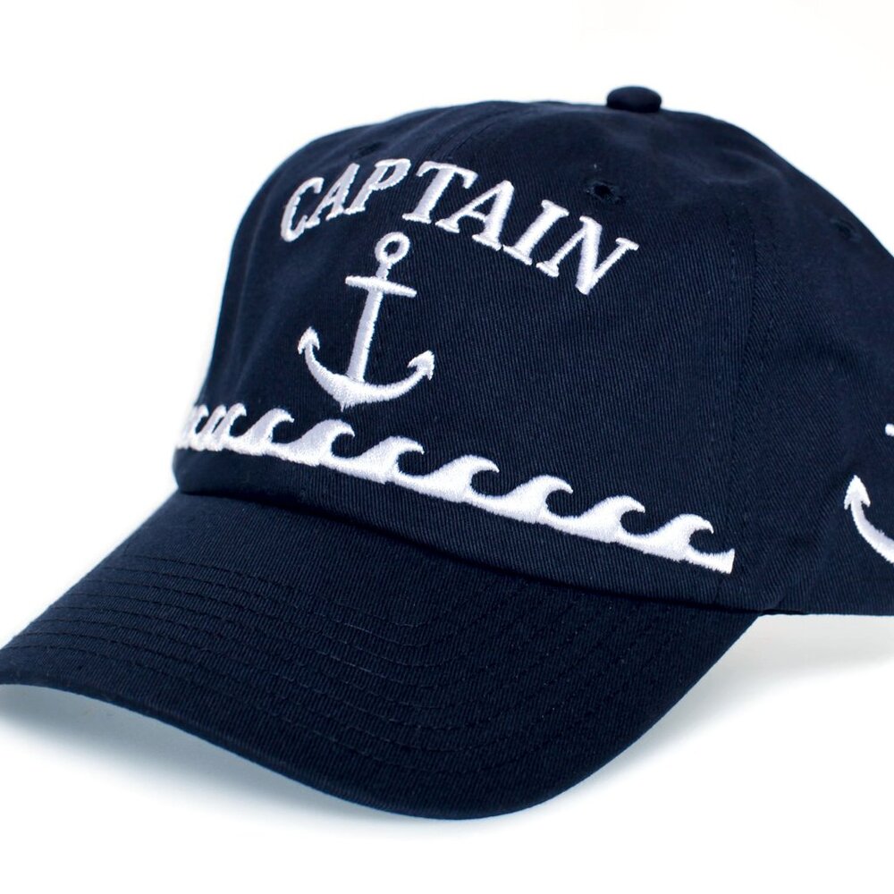 Captain Dad Hat Anchor Boating Cap Embroidered Adult Unisex Navy